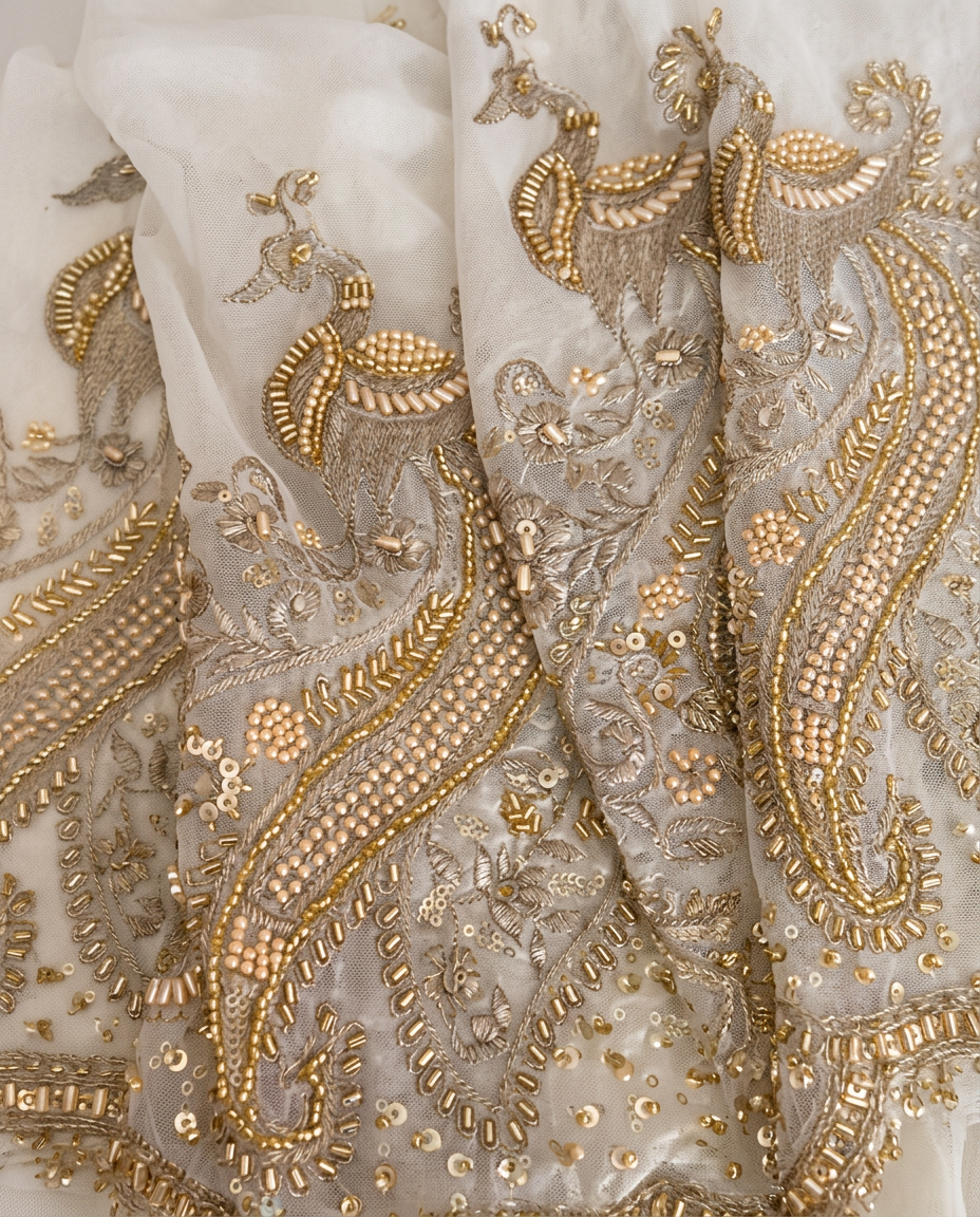 Embellished Peacock Fabric